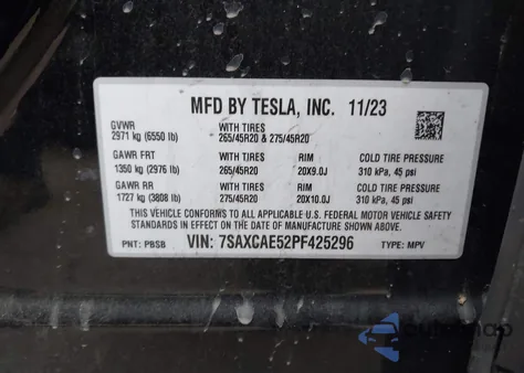2023 Tesla Model X Dual Motor All-Wheel Drive/Standard Range from USA, damaged, VIN 7SAXCAE52PF425296